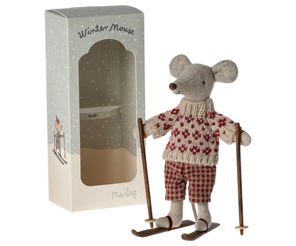Winter Mouse with Ski Set, Mum