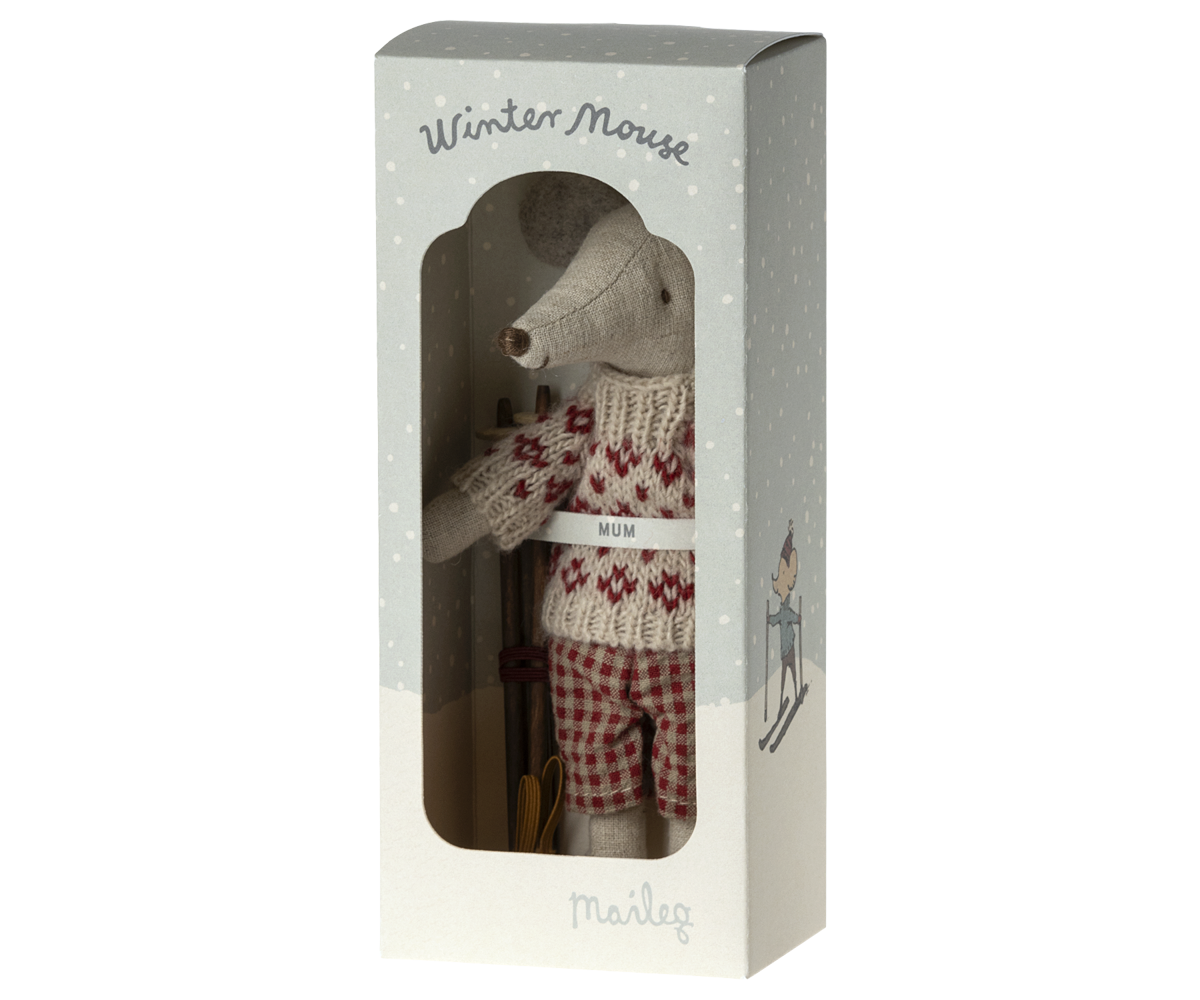 Winter Mouse with Ski Set, Mum