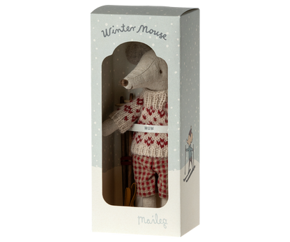 Winter Mouse with Ski Set, Mum