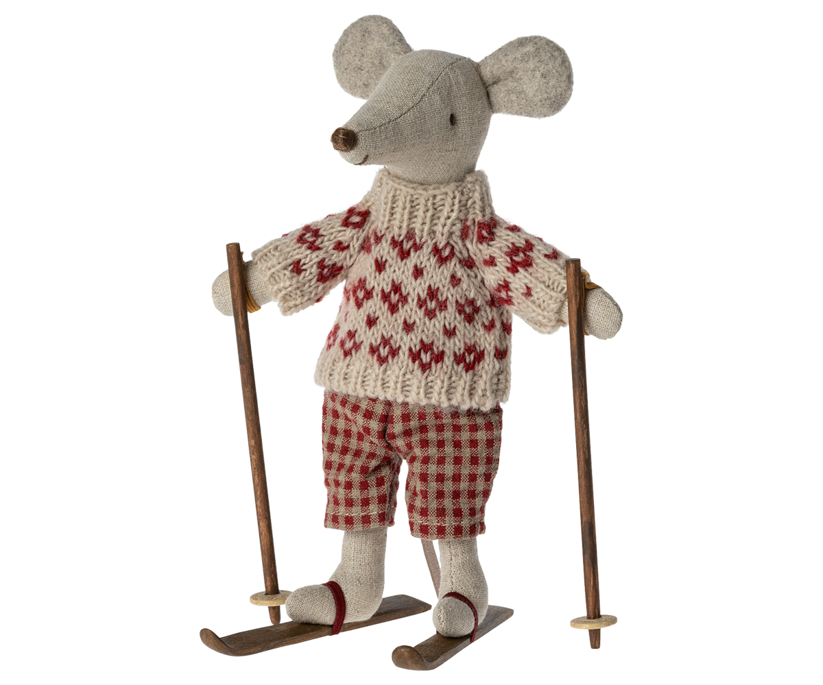 Winter Mouse with Ski Set, Mum
