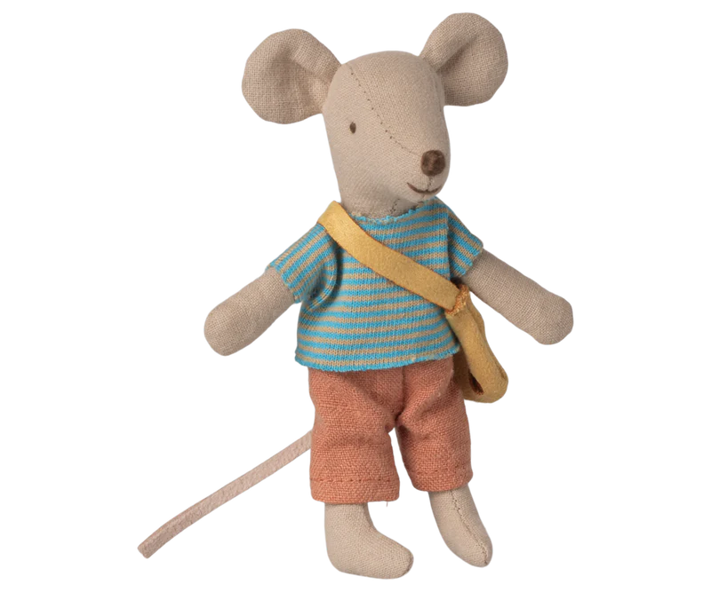 Little brother mouse with bag