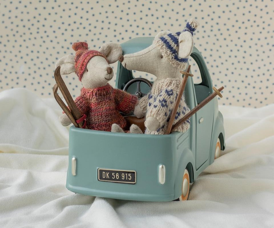 Winter mouse with ski set, Dad - Blue