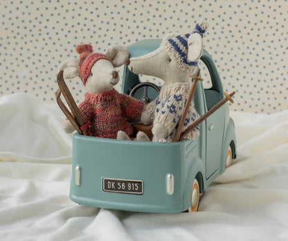 Winter mouse with ski set, Dad - Blue